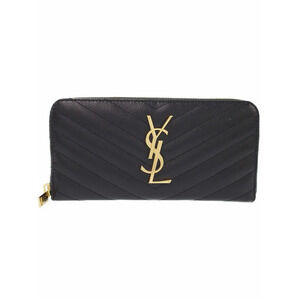 SAINT LAURENT Paris Monogram Full Zip Wallet Round Long